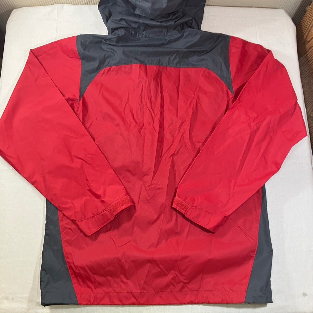 Columbia Mens S Red Gray Glennaker Lake Rain Jacket Windbreaker Storable Hood - Picture 7 of 9